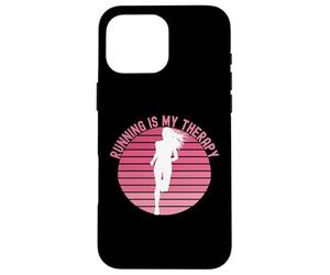 Carcasa para iPhone 16 Pro MAX Correr es mi Terapia Girl Runner Jogger Cardio Retro Sunset