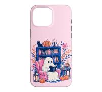 Carcasa para iPhone 16 Pro MAX Cozy Spooky Ghost Reading in Autumn Halloween Teacher Kids
