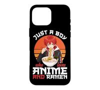 Carcasa para iPhone 16 Pro MAX Cuenco de Fideos japoneses Just A Boy Who Loves Anime y Ramen