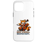 Carcasa para iPhone 16 Pro MAX Cuerdas Profundas. Siestas más Profundas. Violonchelo Gato Música Humor
