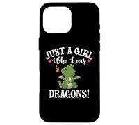 Carcasa para iPhone 16 Pro MAX Cute Cartoon Womens Just A Girl Who Loves Kawaii Dragon
