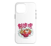 Carcasa para iPhone 16 Pro MAX Cute Chubby Tiger Ramen Noodle Bowl Japanese Foodie Lover
