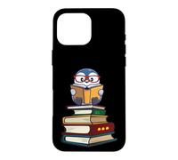 Carcasa para iPhone 16 Pro MAX Cute Girls Kawaii Kids Animal Lover Reading Books Penguin