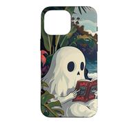 Carcasa para iPhone 16 Pro MAX Cute Spooky Ghost Reading Book Summer Tropical Beach Reader