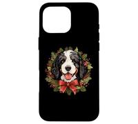 Carcasa para iPhone 16 Pro MAX Cute Wreath Christmas Bernedoodle Dog Lover