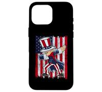 Carcasa para iPhone 16 Pro MAX Dabbing Uncle Sam America Flag Patriotic 4th of July