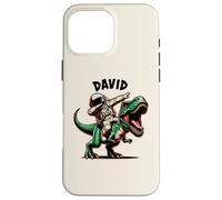 Carcasa para iPhone 16 Pro MAX David Dabbing Astronauta en un Dinosaurio Dibujos Animados
