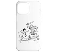 Carcasa para iPhone 16 Pro MAX David & Goliat Lucha - Niños Fe Colorear Biblia Historia Arte