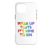 Carcasa para iPhone 16 Pro MAX Despierta es Hora de pecar Texto Divertido del Arco Iris
