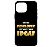 Carcasa para iPhone 16 Pro MAX Developer Idgaf Funny Occupational Hacker Costume Coder Dev