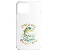 Carcasa para iPhone 16 Pro MAX Dibujos Animados de Just A Boy Who Loves Fishing Bass