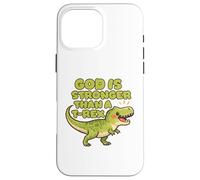 Carcasa para iPhone 16 Pro MAX Dios es más Fuerte Que un Trex Cute Dino Kids Christianity
