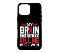 Carcasa para iPhone 16 Pro MAX Diseño de Cinta MY Brain Tried TO Kill ME Pero I Won