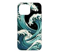 Carcasa para iPhone 16 Pro MAX Diseño de Olas japonesas: Arte costero Retro para navegar en el océano