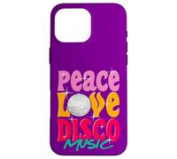 Carcasa para iPhone 16 Pro MAX Diversión Paz, Amor Disco Música Retro