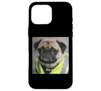 Carcasa para iPhone 16 Pro MAX Divertido Cara De Pug Trabajo Meme Humor Foto Borrosa