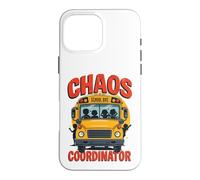 Carcasa para iPhone 16 Pro MAX Divertido Conductor de autobús Escolar Coordinador Profesional de Caos