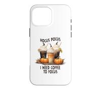 Carcasa para iPhone 16 Pro MAX Divertido Halloween Hocus Pocus Necesito Café para Enfocarse Barista