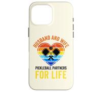 Carcasa para iPhone 16 Pro MAX Divertido Marido Esposa Paddle Pickleball Jugador,Socio de por Vida