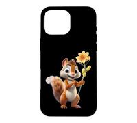 Carcasa para iPhone 16 Pro MAX Divertido Regalo de Animales para Amantes de Las Flores de Ardilla para Hombres, Mujeres y niños