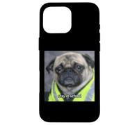 Carcasa para iPhone 16 Pro MAX Divertido Triste Pug Meme Trabajo Humor Foto Borrosa