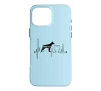 Carcasa para iPhone 16 Pro MAX Doberman Dog Heartbeat ECG Pulse Funny My Dogs Are My Cardio