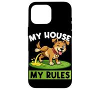 Carcasa para iPhone 16 Pro MAX Dog My House My Rules Amante de los Perros Divertido Dueño de Perro Chistes de Mascotas