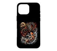 Carcasa para iPhone 16 Pro MAX Dragón épico Koi Fish Lucha Luna Japonés Fantasía Arte