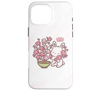 Carcasa para iPhone 16 Pro MAX Easter Bunny Pink Sakura Flower Cute Japanese Cherry Blossom