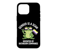 Carcasa para iPhone 16 Pro MAX El género es una estafa Bandera de Enby de Rana no binaria