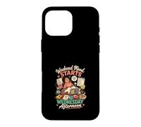 Carcasa para iPhone 16 Pro MAX El Weekend Empieza Miercoles Divertido Diseño Gato