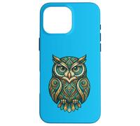 Carcasa para iPhone 16 Pro MAX Elemental Folk Art Owl Symmetrical Mandala Bird Graphic
