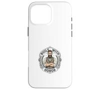 Carcasa para iPhone 16 Pro MAX Emblema de Honor de Caballero Barbudo Vintage Estilo Retro