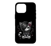 Carcasa para iPhone 16 Pro MAX EMO Cat Rose Regalos góticos Amante de los Gatos Goth Girl Dark Kitty
