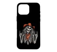 Carcasa para iPhone 16 Pro MAX Esqueleto Cowgirl Rock Cuernos Rock'n Roll Western Country