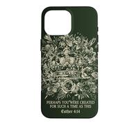 Carcasa para iPhone 16 Pro MAX Esther Cuatro Catorce Fe Cristiana Corona Floral Reina