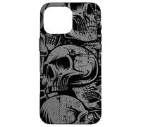 Carcasa para iPhone 16 Pro MAX Estilo 90s Gris Negro Cráneos Tatuaje Tradicional Americano