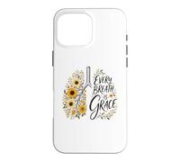 Carcasa para iPhone 16 Pro MAX Every Breath Is Grace Boho Floral Pulmones Girasoles de otoño