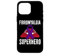 Carcasa para iPhone 16 Pro MAX Fibromialgia Superhero Warrior Fighter Purple Ribbon