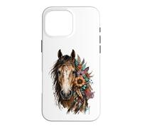 Carcasa para iPhone 16 Pro MAX Floral Wild Horse Country Equitación Boho Western Cowgirl