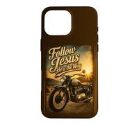 Carcasa para iPhone 16 Pro MAX Follow Jesus He is The Way Christian Motorcycle Gospel Biker