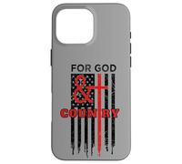 Carcasa para iPhone 16 Pro MAX For God & Country Christian Cross American Flag Theme Gift