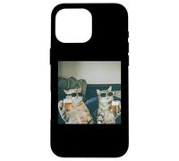 Carcasa para iPhone 16 Pro MAX Foto Retro de Gatos con Cerveza Divertida, Divertida Fiesta de Gatos enfriados con Alcohol