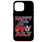 Carcasa para iPhone 16 Pro MAX French Bulldog Dog American Flag Sunglasses Happy 4th July