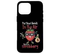 Carcasa para iPhone 16 Pro MAX Fresa Strobbery Comida Juego de Palabras Amante de la Fruta Foodie