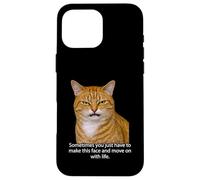 Carcasa para iPhone 16 Pro MAX Funny Angry Annoyed Cat Face Meme Unimpressed Orange Cat Pun