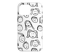Carcasa para iPhone 16 Pro MAX Funny Artsy Linocut Kids Faces, Lindo Sonriendo riendo