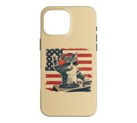 Carcasa para iPhone 16 Pro MAX Funny DJ Cat Disco Sound Tech Headphone Music US Flag