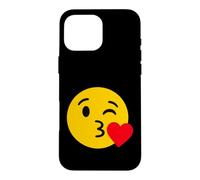 Carcasa para iPhone 16 Pro MAX Funny Emoticon Happy Face Cute Winking Lips Blowing Kiss