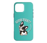 Carcasa para iPhone 16 Pro MAX Funny Girl Kawaii Guess What Butt Black Tricolor Corgi Lover